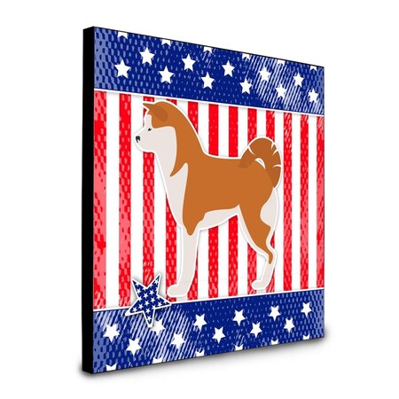 Carolines Treasures 8 x 8 x 0.625 in. USA Patriotic Akita Artwork Panel Wall Decor BB3372UP88